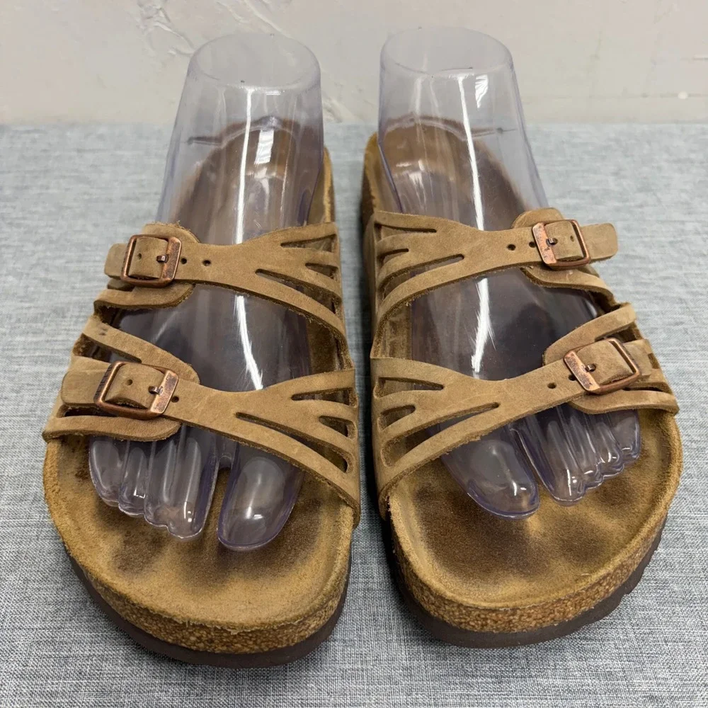 Birkenstock Granby Sandals Women Size 9 Brown Tobacco Nubuck Leather Multi-Strap